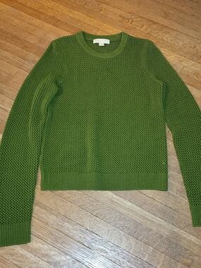 MICHAEL Michael Kors Olive Green Open Weave Crewneck Sweater